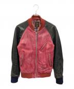 Schottショット）の古着「エイジング加工レザーブルゾン」｜ブラック×ピンク