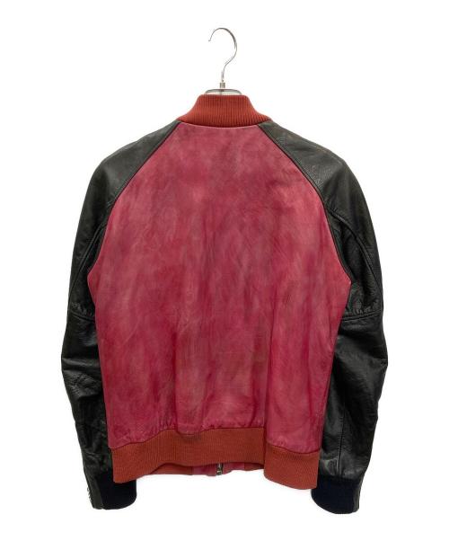 Schott（ショット）Schott (ショット) エイジング加工レザーブルゾン ブラック×ピンク サイズ:Sの古着・服飾アイテム