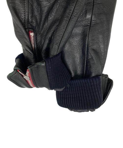 Schott（ショット）Schott (ショット) エイジング加工レザーブルゾン ブラック×ピンク サイズ:Sの古着・服飾アイテム