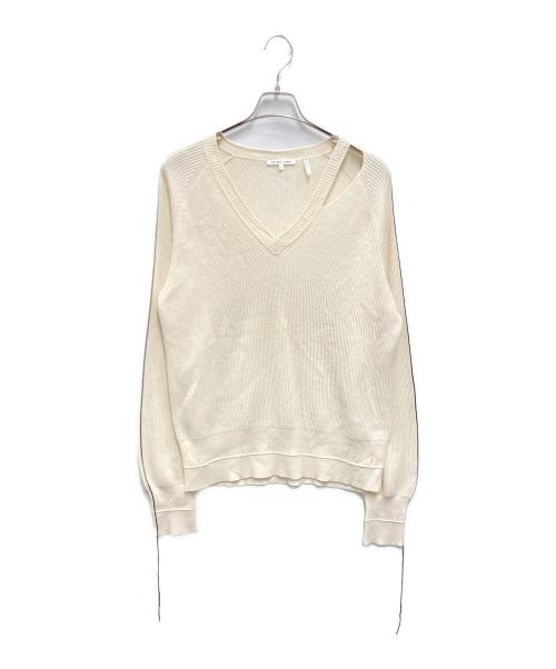 HELMUT LANG（ヘルムートラング）HELMUT LANG (ヘルムートラング) ダメージ加工Vネックニット アイボリー サイズ:Sの古着・服飾アイテム
