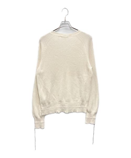 HELMUT LANG（ヘルムートラング）HELMUT LANG (ヘルムートラング) ダメージ加工Vネックニット アイボリー サイズ:Sの古着・服飾アイテム