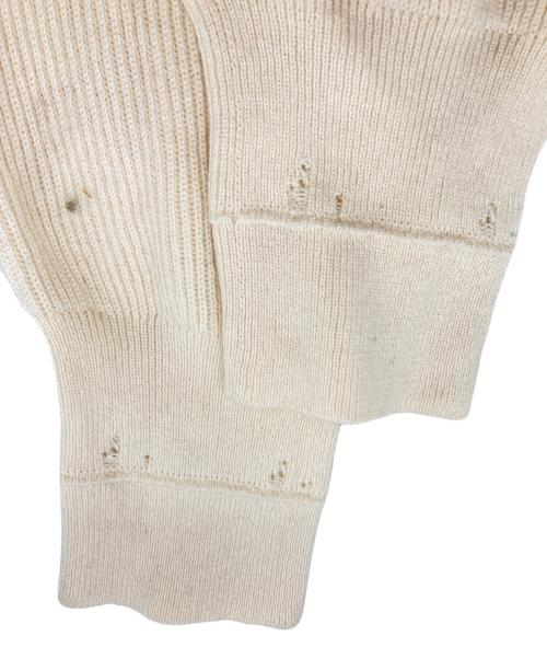 HELMUT LANG（ヘルムートラング）HELMUT LANG (ヘルムートラング) ダメージ加工Vネックニット アイボリー サイズ:Sの古着・服飾アイテム