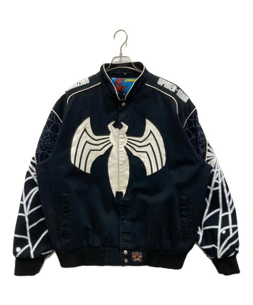 SPIDER-MAN（スパイダーマン）Spider-Man (スパイダーマン) JH Design (ジェイエイチデザイン) Racing Jacket ブラック サイズ:XLの古着・服飾アイテム