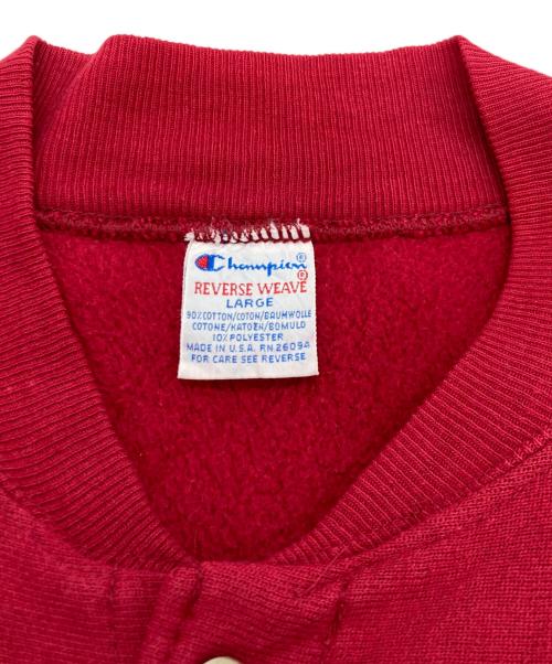 Champion REVERSE WEAVE（チャンピオン リバース ウィーブ）Champion REVERSE WEAVE (チャンピオン リバース ウィーブ) 【古着】スウェットスナップカーディガン レッド サイズ:Lの古着・服飾アイテム