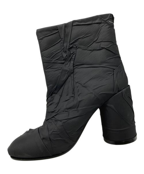 MM6 Maison Margiela（エムエムシックスメゾンマルジェラ）MM6 Maison Margiela (エムエムシックスメゾンマルジェラ) 6-HEEL クラッシュドブーツ ブラック サイズ:38の古着・服飾アイテム