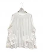 ENFOLDエンフォルド）の古着「BALL DRAPE LONG-SLEEVE-T-SHIRT」｜ホワイト