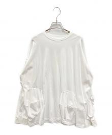 ENFOLD（エンフォルド）の古着「BALL DRAPE LONG-SLEEVE-T-SHIRT」｜ホワイト
