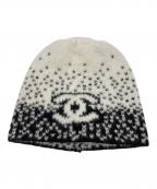 CHANELシャネル）の古着「ニットキャップ」｜ブラック×ホワイト
