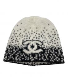 CHANEL（シャネル）の古着「ニットキャップ」｜ブラック×ホワイト