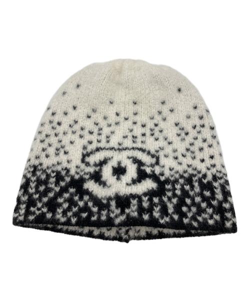 CHANEL（シャネル）CHANEL (シャネル) ニットキャップ ブラック×ホワイトの古着・服飾アイテム