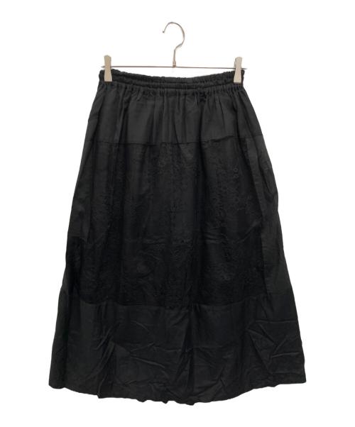 Y's（ワイズ）Y's (ワイズ) レース切替 パッチワーク ロングスカート ブラック サイズ:1の古着・服飾アイテム