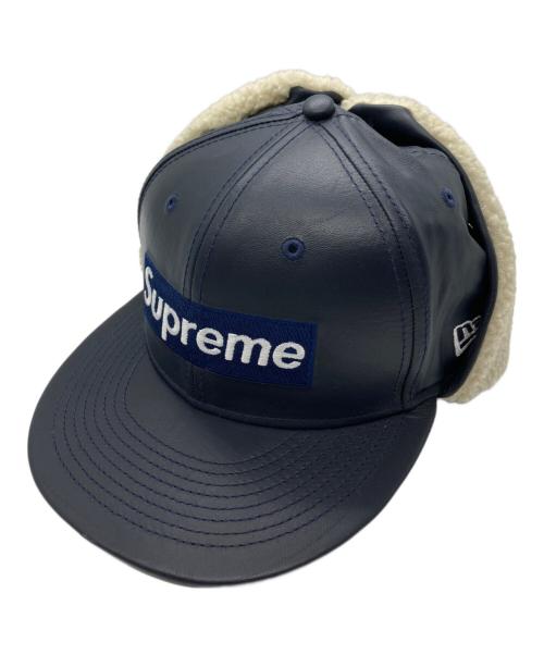 SUPREME（シュプリーム）Supreme (シュプリーム) New Era (ニューエラ) Leather Earflap Box Logo ネイビー サイズ:FREEの古着・服飾アイテム