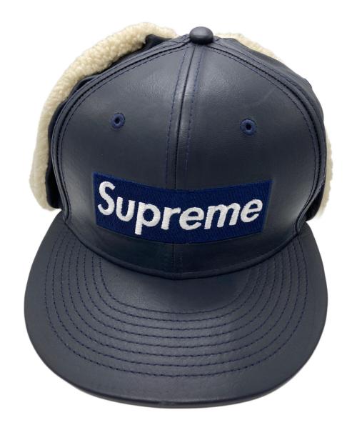 SUPREME（シュプリーム）Supreme (シュプリーム) New Era (ニューエラ) Leather Earflap Box Logo ネイビー サイズ:FREEの古着・服飾アイテム