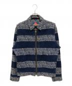 blackmeansブラックミーンズ）の古着「和柄 総柄 ジップ ジャケット」｜インディゴ