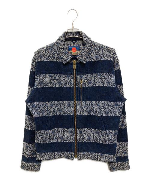 blackmeans（ブラックミーンズ）blackmeans (ブラックミーンズ) 和柄 総柄 ジップ ジャケット インディゴ サイズ:3の古着・服飾アイテム