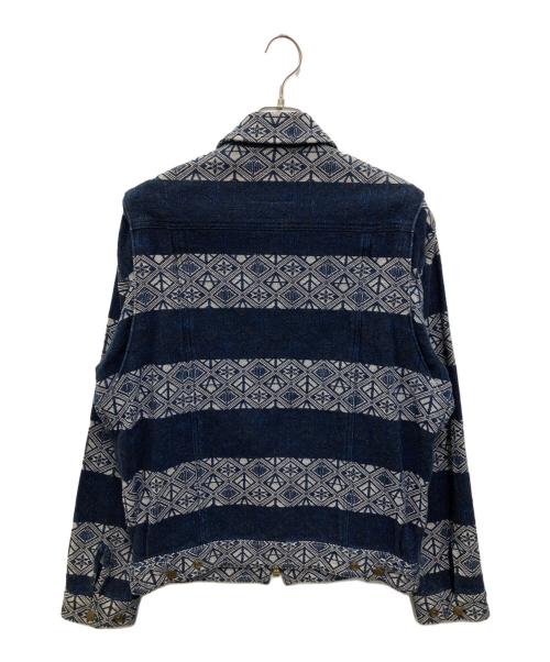 blackmeans（ブラックミーンズ）blackmeans (ブラックミーンズ) 和柄 総柄 ジップ ジャケット インディゴ サイズ:3の古着・服飾アイテム