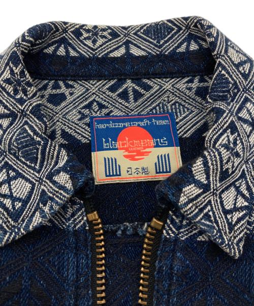 blackmeans（ブラックミーンズ）blackmeans (ブラックミーンズ) 和柄 総柄 ジップ ジャケット インディゴ サイズ:3の古着・服飾アイテム