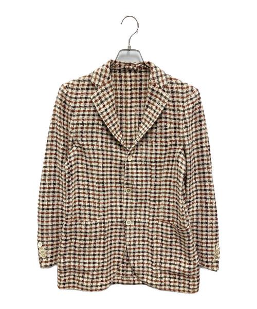 LARDINI（ラルディーニ）LARDINI (ラルディーニ) 3B チェックテーラードジャケット ベージュ サイズ:46の古着・服飾アイテム