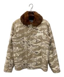 UNDERCOVER（アンダーカバー）の古着「ラビットファー襟 タイガーカモ ブルゾン」｜ベージュ