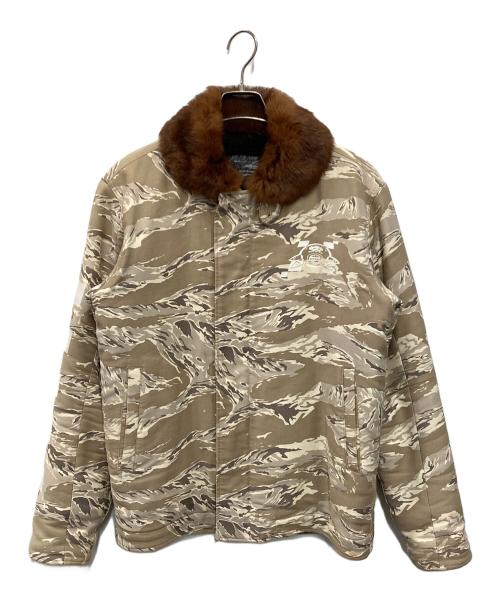 UNDERCOVER（アンダーカバー）UNDERCOVER (アンダーカバー) ラビットファー襟 タイガーカモ ブルゾン ベージュ サイズ:Lの古着・服飾アイテム