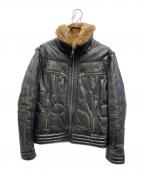 Liugoo Leathersリューグーレザーズ）の古着「シングルホースレザーライダースジャケット」｜ブラック