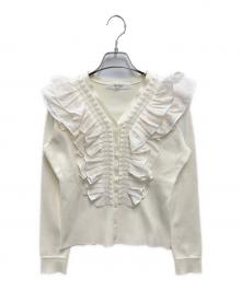 HER LIP TO（ハーリップトゥ）の古着「Ruffle Pleated Knit Cardigan」｜アイボリー