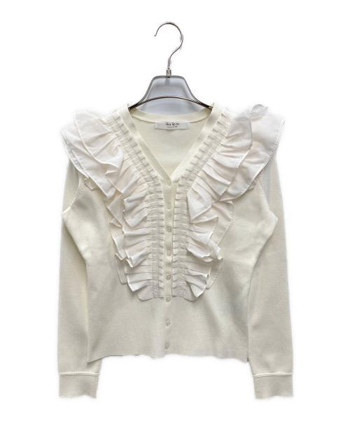 HER LIP TO（ハーリップトゥ）Her lip to (ハーリップトゥ) Ruffle Pleated Knit Cardigan アイボリー サイズ:Mの古着・服飾アイテム