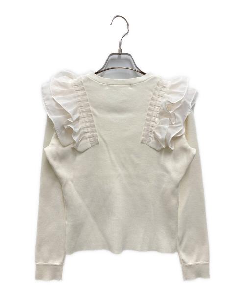 HER LIP TO（ハーリップトゥ）Her lip to (ハーリップトゥ) Ruffle Pleated Knit Cardigan アイボリー サイズ:Mの古着・服飾アイテム
