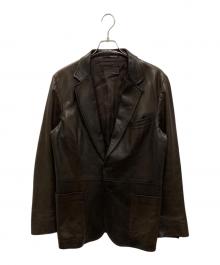 PRADA（プラダ）の古着「レザーテーラードジャケット」｜ブラウン