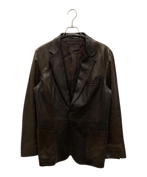 PRADA（プラダ）PRADA (プラダ) レザーテーラードジャケット ブラウン サイズ:54の古着・服飾アイテム