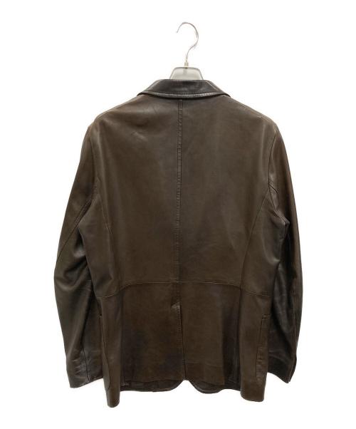 PRADA（プラダ）PRADA (プラダ) レザーテーラードジャケット ブラウン サイズ:54の古着・服飾アイテム