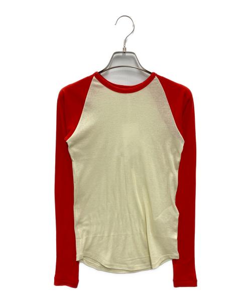 AURALEE（オーラリー）AURALEE (オーラリー) super sheer raglan レッド×アイボリー サイズ:1 未使用品の古着・服飾アイテム