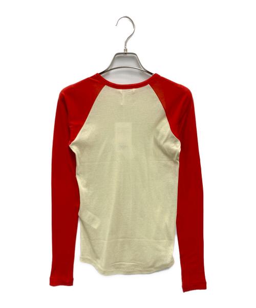AURALEE（オーラリー）AURALEE (オーラリー) super sheer raglan レッド×アイボリー サイズ:1 未使用品の古着・服飾アイテム
