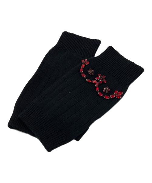 Simone Rocha（シモーネ ロシャ）Simone Rocha (シモーネ ロシャ) crystal-embelished fingerless gloves ブラックの古着・服飾アイテム