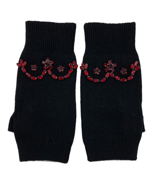 Simone Rocha（シモーネ ロシャ）Simone Rocha (シモーネ ロシャ) crystal-embelished fingerless gloves ブラックの古着・服飾アイテム