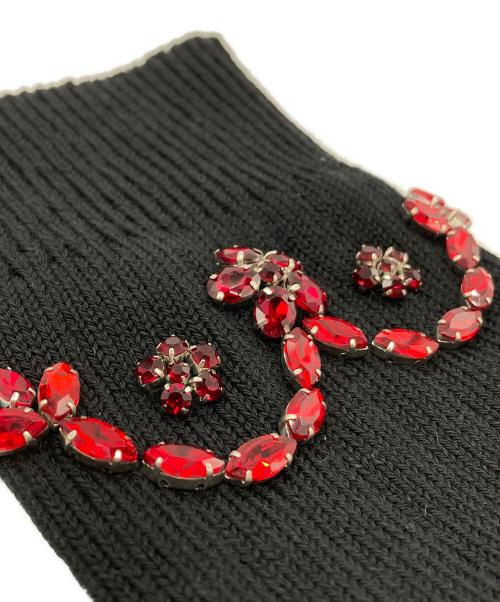 Simone Rocha（シモーネ ロシャ）Simone Rocha (シモーネ ロシャ) crystal-embelished fingerless gloves ブラックの古着・服飾アイテム