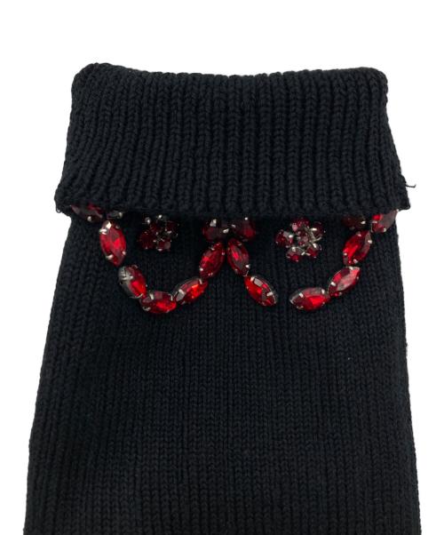 Simone Rocha（シモーネ ロシャ）Simone Rocha (シモーネ ロシャ) crystal-embelished fingerless gloves ブラックの古着・服飾アイテム