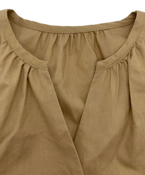 BLUE LABEL CRESTBRIDGE（ブルーレーベルクレストブリッジ）BLUE LABEL CRESTBRIDGE (ブルーレーベルクレストブリッジ) サイドチェックノーカラーシャツワンピース ベージュ サイズ:38の古着・服飾アイテム