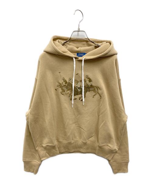 POLO RALPH LAUREN（ポロ・ラルフローレン）POLO RALPH LAUREN (ポロ・ラルフローレン) Triple-Pony Fleece Hoodie ベージュ サイズ:Sの古着・服飾アイテム