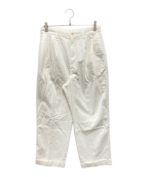 POLO RALPH LAUREN（ポロ・ラルフローレン）POLO RALPH LAUREN (ポロ・ラルフローレン) White Straight-Leg Mid-Rise Casual Pants. ホワイト サイズ:6 未使用品の古着・服飾アイテム