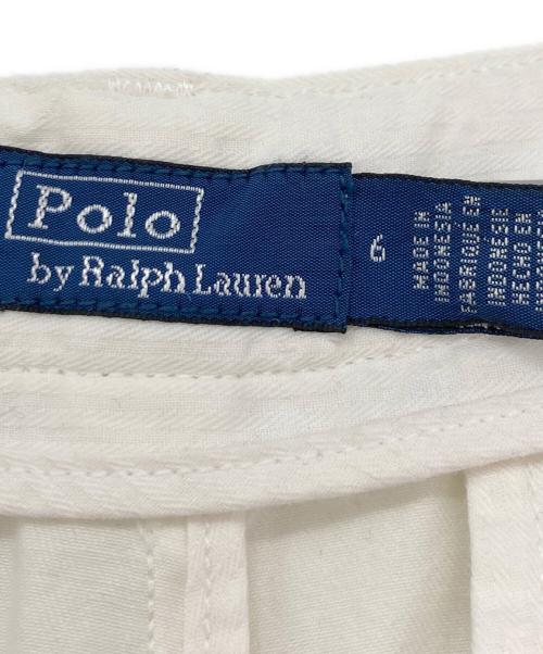 POLO RALPH LAUREN（ポロ・ラルフローレン）POLO RALPH LAUREN (ポロ・ラルフローレン) White Straight-Leg Mid-Rise Casual Pants. ホワイト サイズ:6 未使用品の古着・服飾アイテム