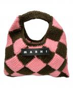 MARNI MARKET DIAMONDマルニ マーケット ダイヤモンド）の古着「テックウール ミニバッグ」｜ブラック×ピンク