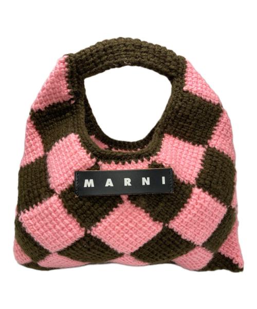 MARNI MARKET DIAMOND（マルニ マーケット ダイヤモンド）MARNI MARKET DIAMOND (マルニ マーケット ダイヤモンド) テックウール ミニバッグ ブラック×ピンクの古着・服飾アイテム