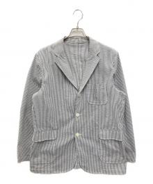 BEAMS PLUS（ビームスプラス）の古着「3B Shirt Jacket COOLMAX (R) Seersucker」｜ホワイト×ネイビー