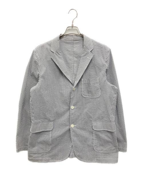BEAMS PLUS（ビームスプラス）BEAMS PLUS (ビームスプラス) 3B Shirt Jacket COOLMAX (R) Seersucker ホワイト×ネイビー サイズ:XLの古着・服飾アイテム