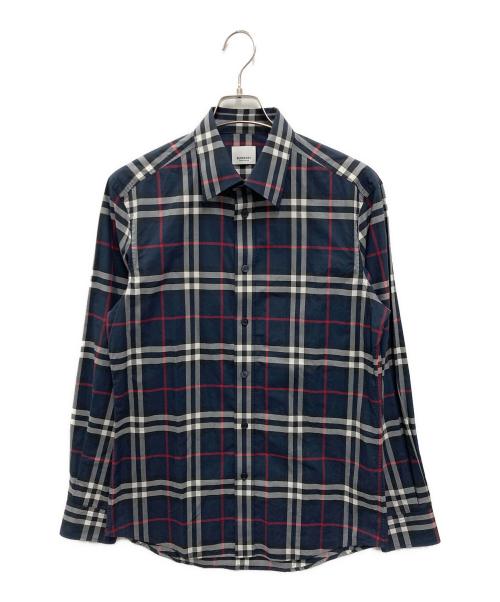 BURBERRY（バーバリー）BURBERRY (バーバリー) チェック コットンポプリンシャツ ネイビー サイズ:Sの古着・服飾アイテム
