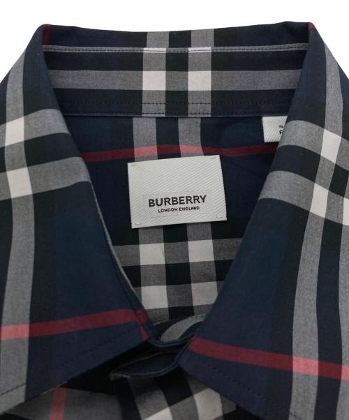 BURBERRY（バーバリー）BURBERRY (バーバリー) チェック コットンポプリンシャツ ネイビー サイズ:Sの古着・服飾アイテム