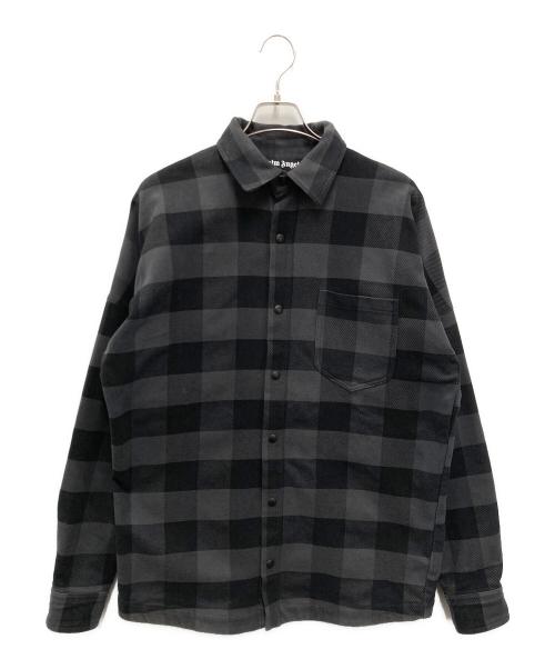 Palm Angels（パーム エンジェルス）Palm Angels (パーム エンジェルス) バックロゴプリントチェックネルシャツ グレー サイズ:Mの古着・服飾アイテム