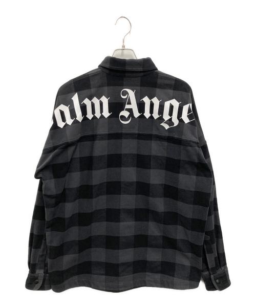 Palm Angels（パーム エンジェルス）Palm Angels (パーム エンジェルス) バックロゴプリントチェックネルシャツ グレー サイズ:Mの古着・服飾アイテム
