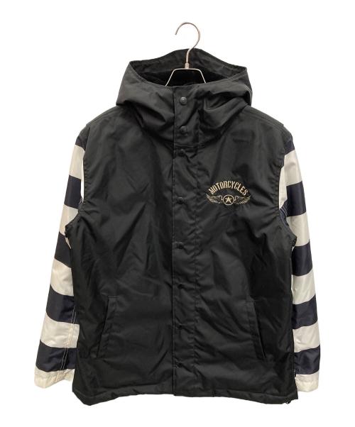 VANSON（バンソン）VANSON (バンソン) ボーダーコーチジャケット ホワイト×ブラック サイズ:ＸＬの古着・服飾アイテム
